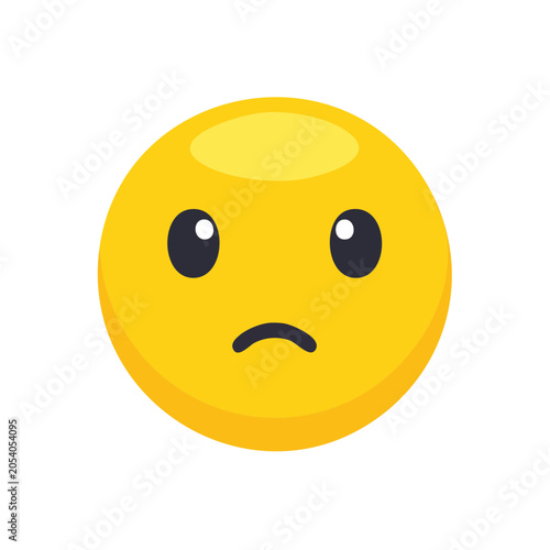 Yellow Sad Face Icon - Flat Design