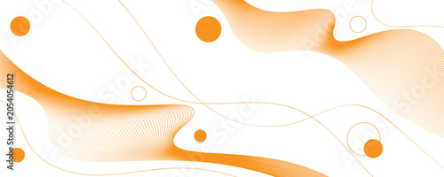 Abstract white background with orange gradient wave lines, elegant tech wavy flowing pattern vector illustration