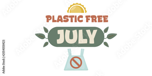 Canvas Print Plastic Free July banner template isolated on transparent background