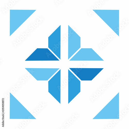 Geometric Cross Design with Blue Tones