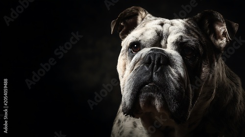 Noble Boxer Dog Portrait in Dramatic Studio Lighting on Black Background