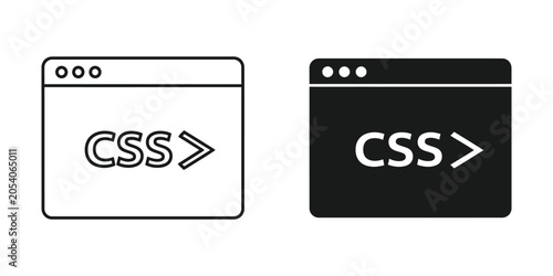 Photos CSS code snippet in browser window outline and dark mode for web development con