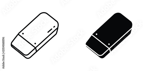 Bild auf Leinwand Two erasers in outline and solid black against a white background representing c