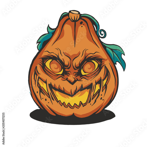 Bilde på lerret Creepy pumpkin illustration with devious expression
