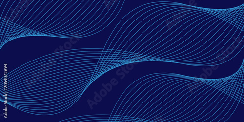 Abstract blue background with glowing curved lines. Shiny blue swirl curve lines design. Spiral lines. Geometric oval pattern. Futuristic technology concept. Vector illustration
