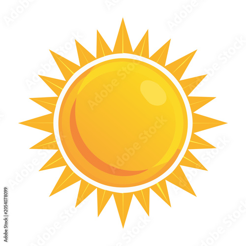 Stylized sun icon with rays on white background