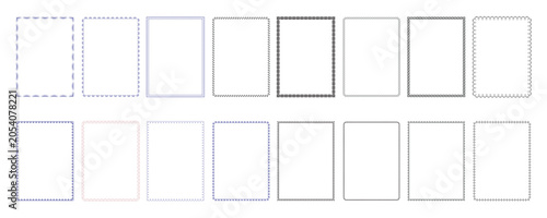 A4 border frame collection with dotted dashed and thin line rectangle page outlines for printable document template stationery and page design
