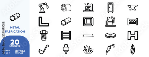 Canvas-taulu Industrial Metal Fabrication Line Icons Collection.