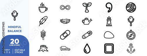 Foto Collection of mindful Balance Line Icons Featuring Harmony Symbols