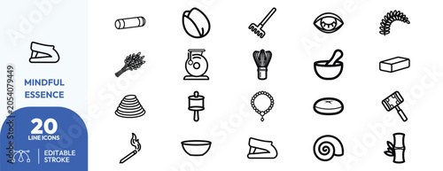 Tableau sur toile Vector Collection of mindful Symbols Line Icons for Wellness.