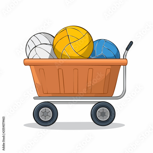 Volleyballs in a Cart
