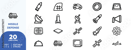 Konstfotografi Vibrant Missile Defense Line Concept Icon Vector Collection.