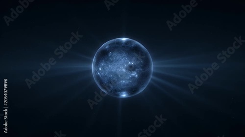 Space Neutron star pulsar deep dark space glowing sphere cosmic light rays astronomy astrophysics cosmic universe galaxy orbit rotation energy glow night sky dark background subtle rotating beam
