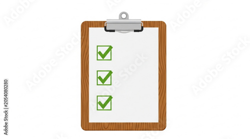 Wooden clipboard with checklist and green check marks vector illustration
