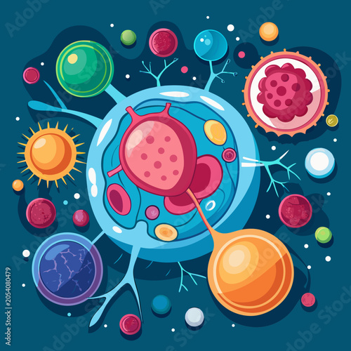 Photos Colorful Biological Cells and Structures Illustration