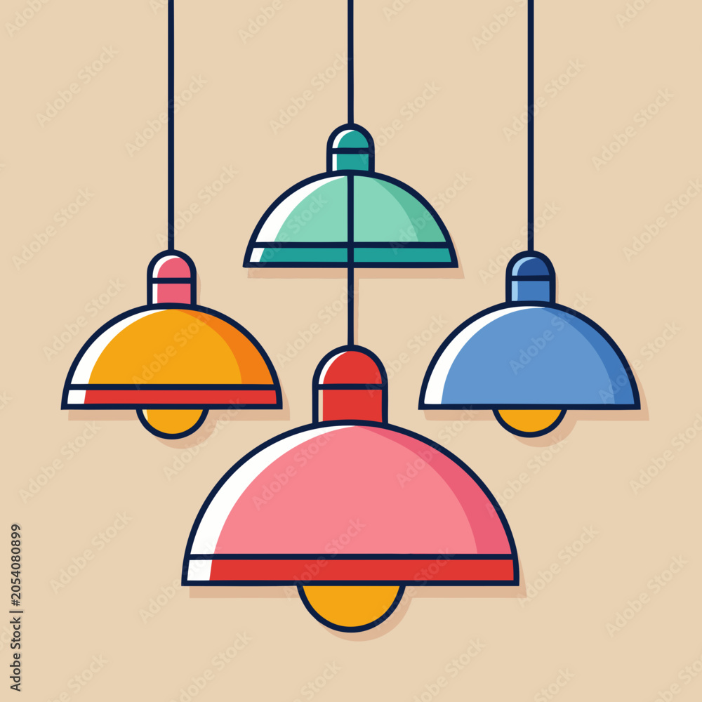 Fototapeta premium Colorful Pendant Lampshade Collection for Modern Interiors