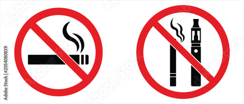 Foto No smoking and no vaping prohibited signs vector illustration with prohibited ci
