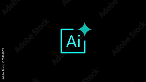 Ai animation with glowing neon effect on black background artificial intelligence