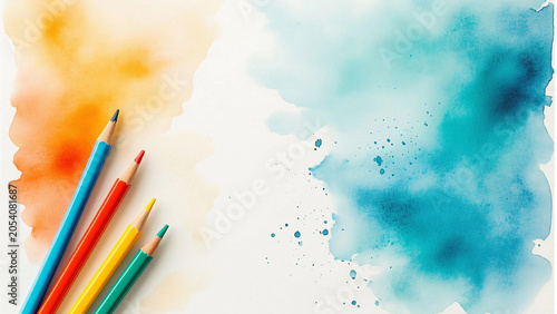 Pastel Blue and Beige Back to School Poster with Watercolor Stains – Soft Educational Art for Classroom or Flyer