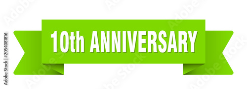 Obraz na plátně 10th anniversary ribbon isolated on transparent background