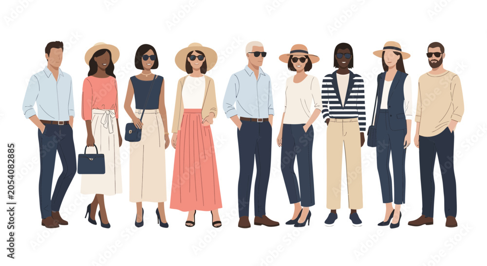 Obraz premium Fashionable People Illustrations for Casual Outfits