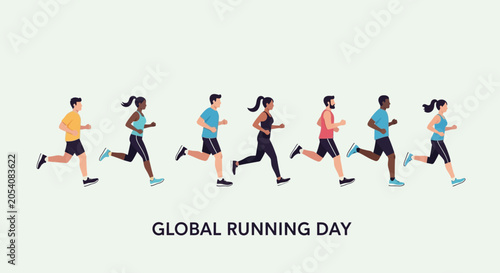 Schilderij op canvas Group of runners running together for global running day.