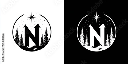 Celestial North Star Compass Logo