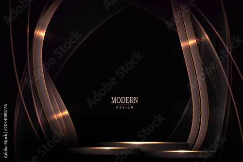 A sophisticated illustration with an isolated podium and a wavy pattern.