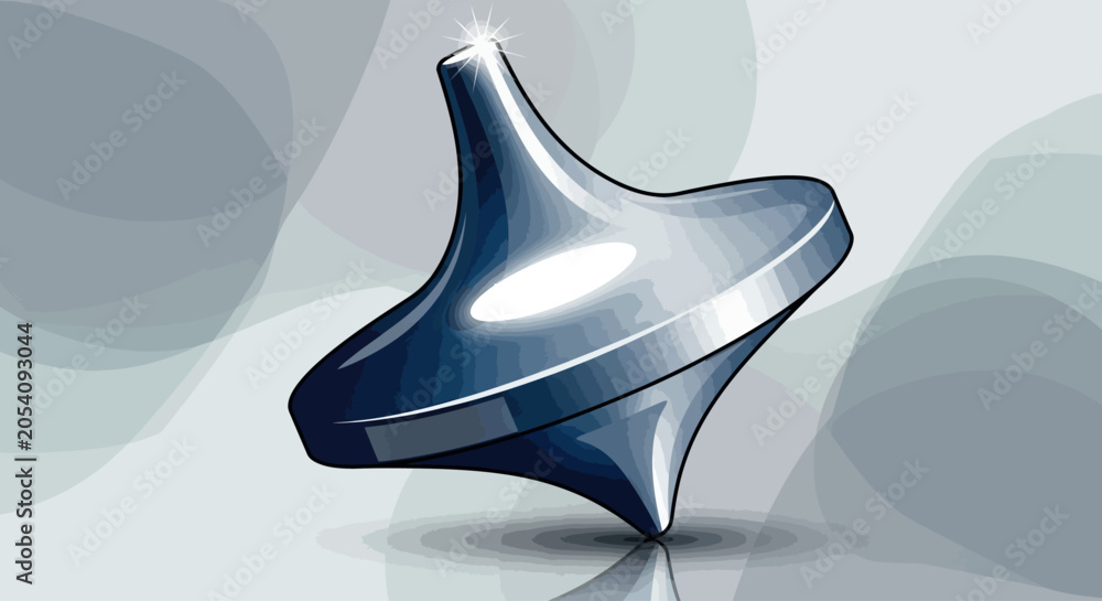 Fototapeta premium A shining metallic spinning top on an abstract background.