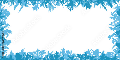 Photos Winter Frost Border Background with Ice Crystals, Frozen Glass Frame, Snow Textu
