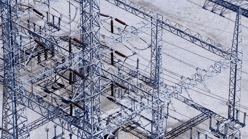 Quadro em tela Power lines generating electricity for Detroit, Michigan
