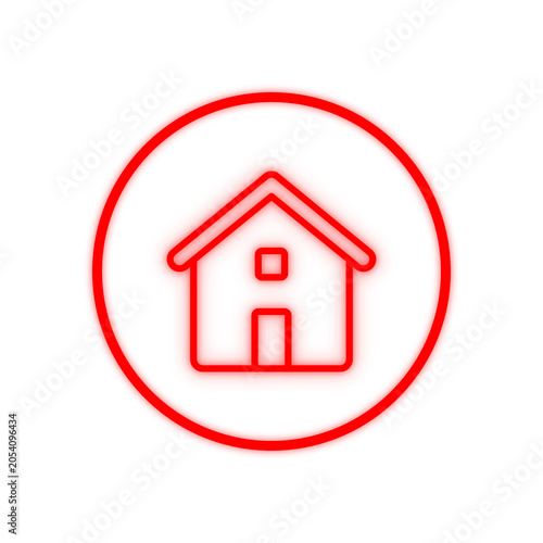 Simple Red House Icon in Circle