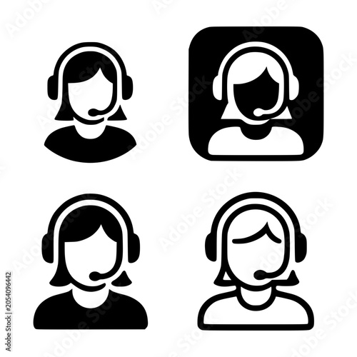 Customer Service Icons: A set of graphic icons depicting customer service representatives wearing headsets, offering a clean and modern representation of support and communication.