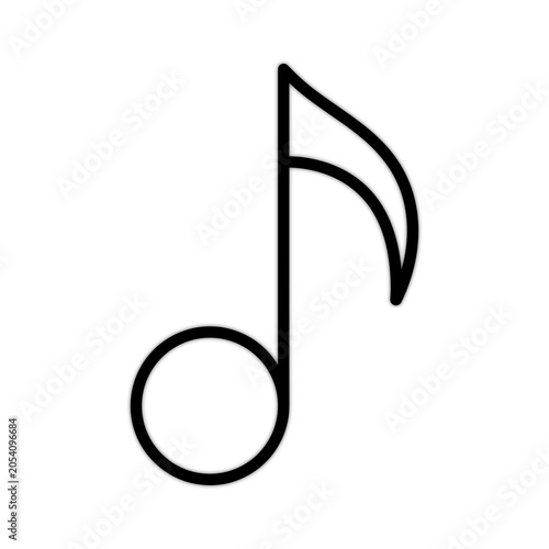 Black Music Note Icon Flat Design Illustration
