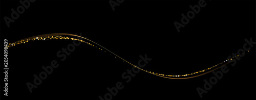 Abstract Gold motion light glow effect. Magic shiny line.