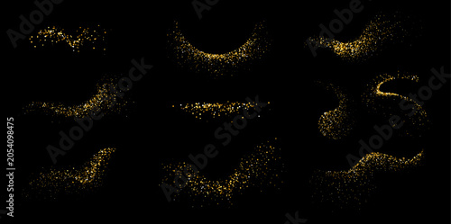 Vector Shiny Gold Glitter Wavy Design Element.