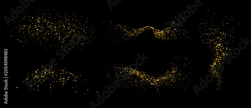 Vector Shiny Gold Glitter Wavy Design Element.