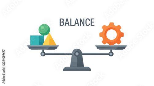 Fotografija Balance Scale with Objects on Plates.