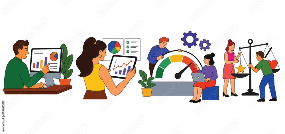 Fototapeta premium Team of Professionals Analyzing Business Metrics and Performance Indicators.