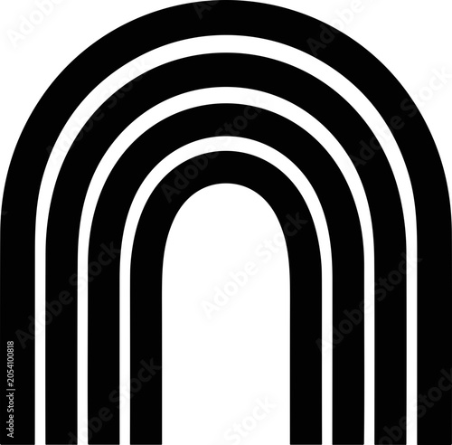 Minimalist Black Archway Rainbow Shape Abstract Vector Graphic