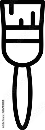 Simple Paintbrush Icon, Black and White Line Art, Vector Graphic