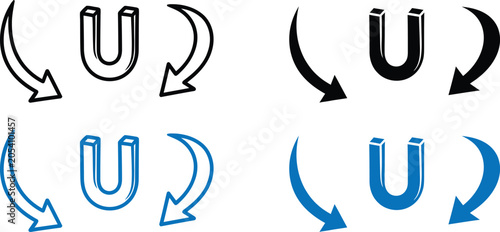 Cuadro en lienzo Magnetic polarity concept with rotating arrows