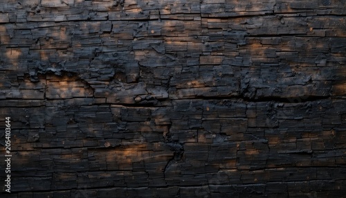 Burnt wood texture, charred surface, blackened grain details, seamless.