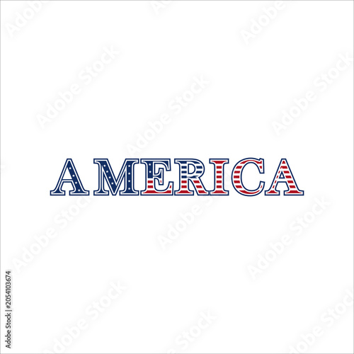 America Typography Logo Design Vector Patriotic USA Lettering Decorative Text Illustration