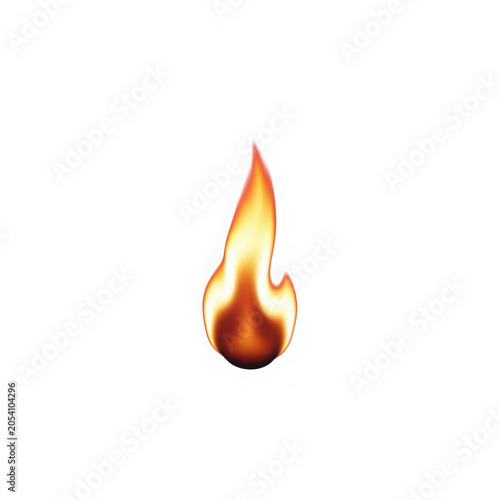 Realistic fire flame isolated on transparent background hot burning energy.