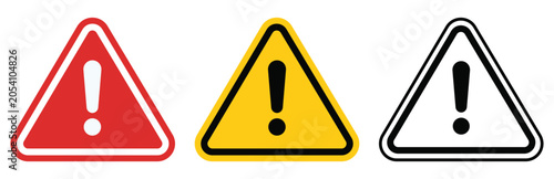 Photos Set of caution red, yellow, black icons