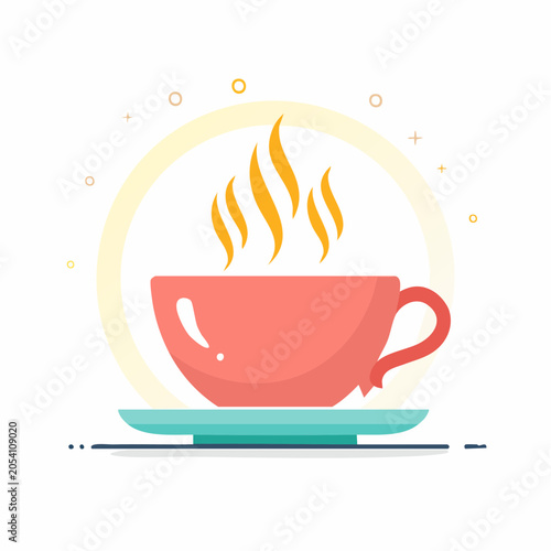 Hot beverage in a cup with steam