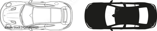 Foto Car silhouette and outline comparison illustration with sports vehicle details,