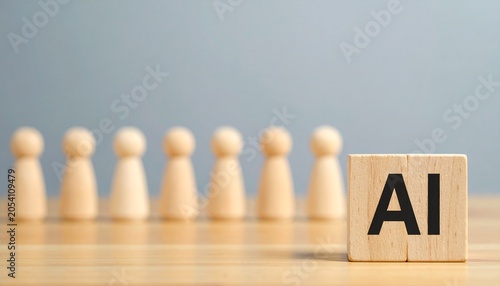 Artificial Intelligence Impact and Future Trends AI wooden block on wooden figures 