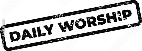 Bild auf Leinwand Textured rubber stamp graphic with daily worship typography in rounded corner bo